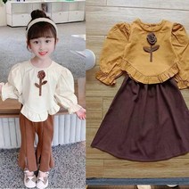 아가꼬 아동복 아기옷 AC2 가슴속 브라운장미 블라우스 수입
