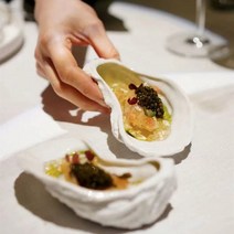 오이스터 모양 접시 굴모양 그릇 레스트랑 고급 요리 접시, A