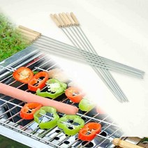 우드손잡이 캠핑꼬치 스텐 바베큐꼬치 꼬챙이 12p 세트