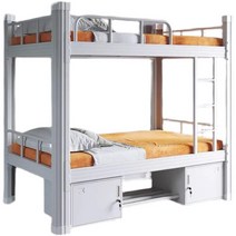 철제벙커침대 남매 2층 벙커 침대 책상 일체형, 화이트더블레이어  90x200 침대보드 포함