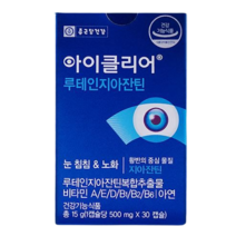 new 종근당 건강 아이클리어 눈사랑 루테인 눈사람 루데인 루태인 루테린 류태인 누태인 차인표 노화 황반색소밀도 침친한 눈 에좋은 영양제 건강기능식품 아이 쿨리 식약처 식약청 인증, 12개 (166100원 할인), 30캡슐 (1개월 분)