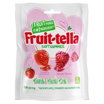 Fruit-tella 소프트 구미 캔디 딸기 및 라즈베리 과일 맛 5온스 땅콩 ampamp 나무 견과류 없음 고과당 옥수수 시럽 천연 향료, [01] 5온스(1팩)