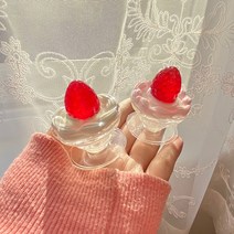 데코덴 레진 딸기쇼트 케이크 그립톡 핸드메이드 자체제작, 딸기크림
