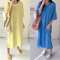 후드 무지 롱원피스 반팔 여름 면원피스 여성 빅사이즈 롱티셔츠 루즈핏 데일리 휴양지 바캉스 캐쥬얼 엄마등원옷 홈웨어 베이직 모던 큰옷