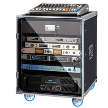 하드 믹서 음향 캐비닛 콘솔 박스 16U 오디오 랙 케이스 이동식 12U 전력 증폭기, 12U은전면투명도어전면철기둥