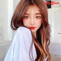 하이유니 심플 브릿지 트윙클 여자 여성 붙임머리 헤어 피스 부분 가발, 28.오렌지핑크 (너비:3cm/기장:55cm)