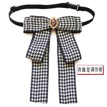 빈티지 헝겊 나비 넥타이 격자 무늬 블랙 화이트 브로치 크리스탈 라인 석 학교 유니폼 셔츠 칼라 핀 남성 여성 액세서리, 2