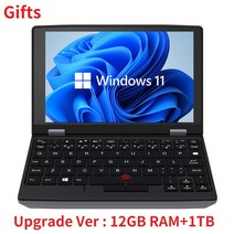 휴대용 미니 PC 본체 게이밍데스크탑 채굴기 2023 노트북 메탈 소형 윈도우 11 7 인치 터치 스크린 오피스 J4105 12GB 1TB IPS 넷북 마이크로 컴퓨터, 없음, 없음, 7.12GB RAM 256GB SSD - UK
