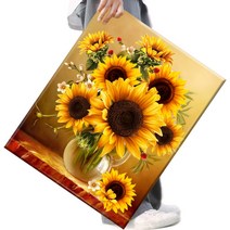 파센 DIY 보석 십자수 캔버스형 50 x 40 cm, A-012.병속의해바라기