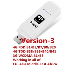 유심 라우터 이동식 와이파이 인터넷 에그 데이터 차량용 kuwfi 4g lte usb 모뎀 고양이 4 150mbps 네트워크 3g4g usb 동글 범용 잠금 해제 4g sim, 버전-3