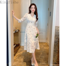 [Kingfishe]여성 여름 쉬폰 플라워원피스 롱 원피스 A2904dian25429XF03