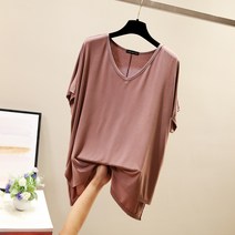 여성 브이넥 모달 반팔티 여름 기본티 오버핏티셔츠