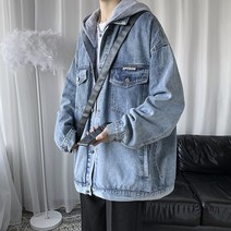 데님재킷코디 후드 데님자켓 봄계절 트렌드 와이드 루즈핏 의류 코트 3815142007