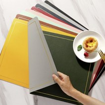 패타리지 양면 방수 가죽 식탁매트 테이블 깔개 1인 개인 바닥 패트 원목대응, 양면 가죽식탁매트(카키/그레이)