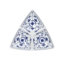 [체스키포슬란] 쯔비벨무스터 프라하블루 삼절접시 O377, 상세 설명 참조