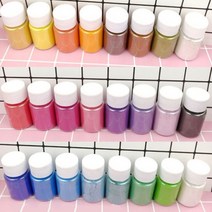 인어펄 가루 24색상 10g/15g 글리터 실크 데코덴 슬라임 네일 아트 재료 반짝이, 10g, 20옅은옥빛하늘색