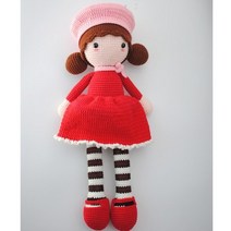 DIY 코바늘 인형만들기 뜨기 초보 뜨개질 기초 손뜨개, 레드걸(베레모) 패키지, 1개
