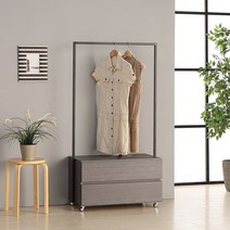 2단 서랍장 낮은 아이 옷 행거 움직이는 가구 방 편한, 오크브라운