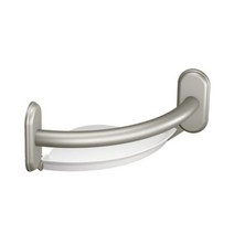 모엔 LR2354DBN 9인치 곡면 욕실 그랩 바 코너 선반 일체형 브러시드 니켈 포함, Brushed Nickel, 4.50 x 5.30 x 18.90 inches