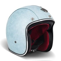 크랭크 경량 오픈페이스 할리데이비슨 클래식 레트로 할리 오토바이 헬멧 스쿠터 티티앤코 바이크 반모 튼튼한 소두핏, 스카이 블루