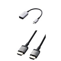 [HDMI 케이블 2m 세트] ELECOM USB-C HDMI 변환 실버 AD-CHDMIQSSV + HDMI 케이블 2m 슬림 4K 2K (60P) 대응 DH-HDP14ES20SBK