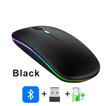 무선 마우스 블루투스 충전식 ergonomic mause usb rgb 매직 컴퓨터 마우스 무선 마우스 for macbook xiaomi 노트북 pc, 협력사, 검은 색