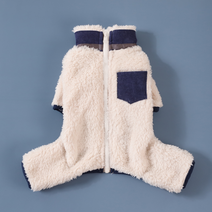 강아지 후리스 올인원 집업 강아지옷 포켓, 네이비