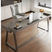 대표실 사장 중역 책상 서재 사무용가구 콘센트테이블, 그레이 1.4m 책상 + 극세사가죽 회전의자