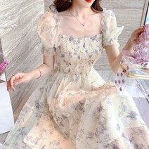 여성 여름원피스 시원한 쉬폰 원피스 러블리 우아한 꽃무늬 롱원피스 여행 휴가 가슴쭈리 날씬한 XS XL
