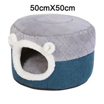 펫드라이룸 렌탈 샤오미펫드라이룸 2In 1 개 침대 겨울 따뜻한 폐쇄 애완 동물 고양이 방 PP 면화 개집 사, 06 B-L-Grey-Blue