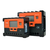 태양열 충전기 태양광 판넬 휴대용 캠핑 자연 충전 제어기 10a 20a 30a 40a 50a 60a PWM 컨트롤러 12V 24V 5V 2A USB 출력 자동 조절기, 12V + 빌드-그리드, Orange