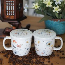[웹셀] 한글그릇 미음 2인조 뚜껑 머그컵 320ml (컵2P+뚜껑2P) 커플머그컵 /결혼선물 /관광선물 /집들이선물 /외국인선물 /단체선물 /다량상담가능