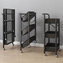 카밸 접이식 3단 이동식 트롤리 네모사각 뷰티 미용실 거실 발코니 수납, 핸들타입 화이트