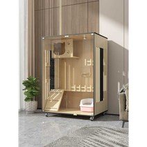 고양이 집 장난감 둥지 케이지 럭셔리 캐비닛 캐비넷, 19H5캐터리90X60X120CM블랙-자가설치