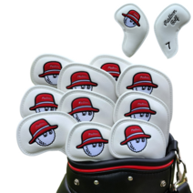 골프 아이언커버 클럽 헤드커버 10개 세트 가죽 소재, 흰색
