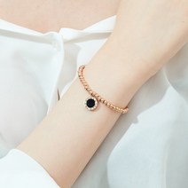 노이드비 써지컬스틸 크리스탈펜던트 고무줄팔찌 2컬러