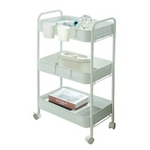 에이치케이셀 무볼트 3단 메탈 트롤리+바스켓2P, 무볼트3단메탈트롤리(+바스켓2p)-화이트