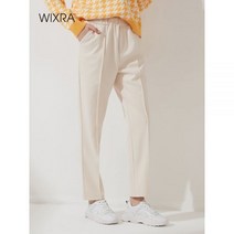 Wixra Womens Harem 두꺼운 바지 캐주얼 신축성 허리 블랙 기본 포켓 Office Lady Trousers 2021 가을 겨울 New Hot131391, Black_S