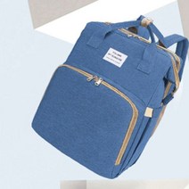 기저귀가방 백팩 파우치 대용량 기저귀 가방 배낭 여행 휴대용 어깨 다기능 접이식 침대 방수 세련된 팩, 파란