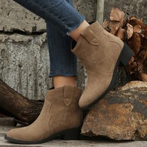 승마 여성 웨스턴 카우보이 부츠 레트로 미국파티 femmes bottes 레트로 낮은