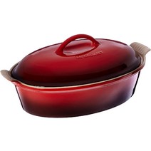 Le Creuset 르쿠르제 스톤웨어 그라탕 오븐 용기 캐서롤 4qt, 1개, Cherry