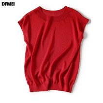 DFMEI 반팔 여성 니트 솔리드 컬러입니다