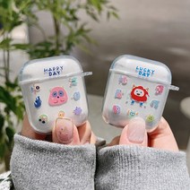 [나디아마트] 에어팟 프로 1세대 2세대 귀여운 귀요미 큐티 몬스터 괴물 젤리 케이스, 2.해피데이 핑크괴물과 친구들, 에어팟1/2세대