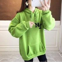 스타일아유 NY 레터링 여성 기모 후드 NY 맨투맨 루즈핏 레터링 티셔츠 오버핏 긴팔 후드티 11컬러