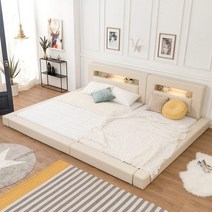 고릴라가구 허그 LED 패밀리침대 [오픈형Q+Q]_매트별도, 딥네이비