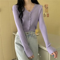 DFMEI 가을 코디 브이넥 니트 긴팔 카디건 여자 상의