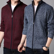 남성 가을겨울 LYCRA 벨벳 니트 가디건점퍼 따뜻한원단