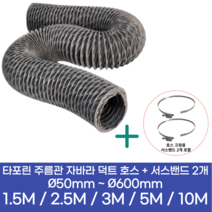 알류미늄(AL 은박) 후렉시블 덕트 호스 + 서스밴드 2개 직경 50mm ~ 500mm 타포린 pvc 후드 자바라 닥트호스 주름관 덕트자재 부속 화장실 욕실팬 알루미늄 닥트 호스, 5M, 타포린(천), 125mm(5인치)+서스밴드 2개