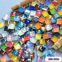 붙이는타일 벽데코 타일 스페인 거실 폴리싱 모자이크 100pcs(약 100g3.52oz) 유리 어린이어린이를 위한 1cm 정사각형 diy 공예 재료 멀티 컬러 돌, 혼색, 100g-3.52oz