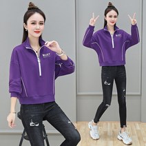 반집업 맨투맨 카라반집업 하프집업 아노락 짧은 후드리스 스웨터 여성 봄 버전 풀오버 모든 경기 하프 지퍼 탑 인 조수